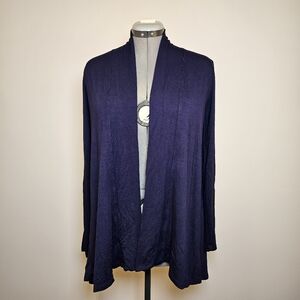 Dante Malan navy blue stretch rayon knit waterfall cardigan size M US